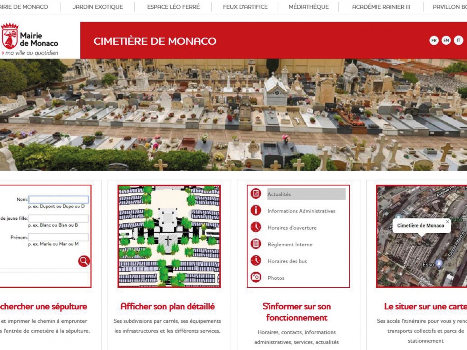 Une nouvelle interface pour le cimetière